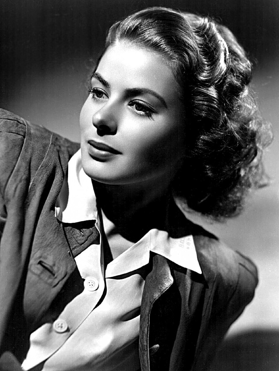 Portrait or film image of Ingrid Bergman.