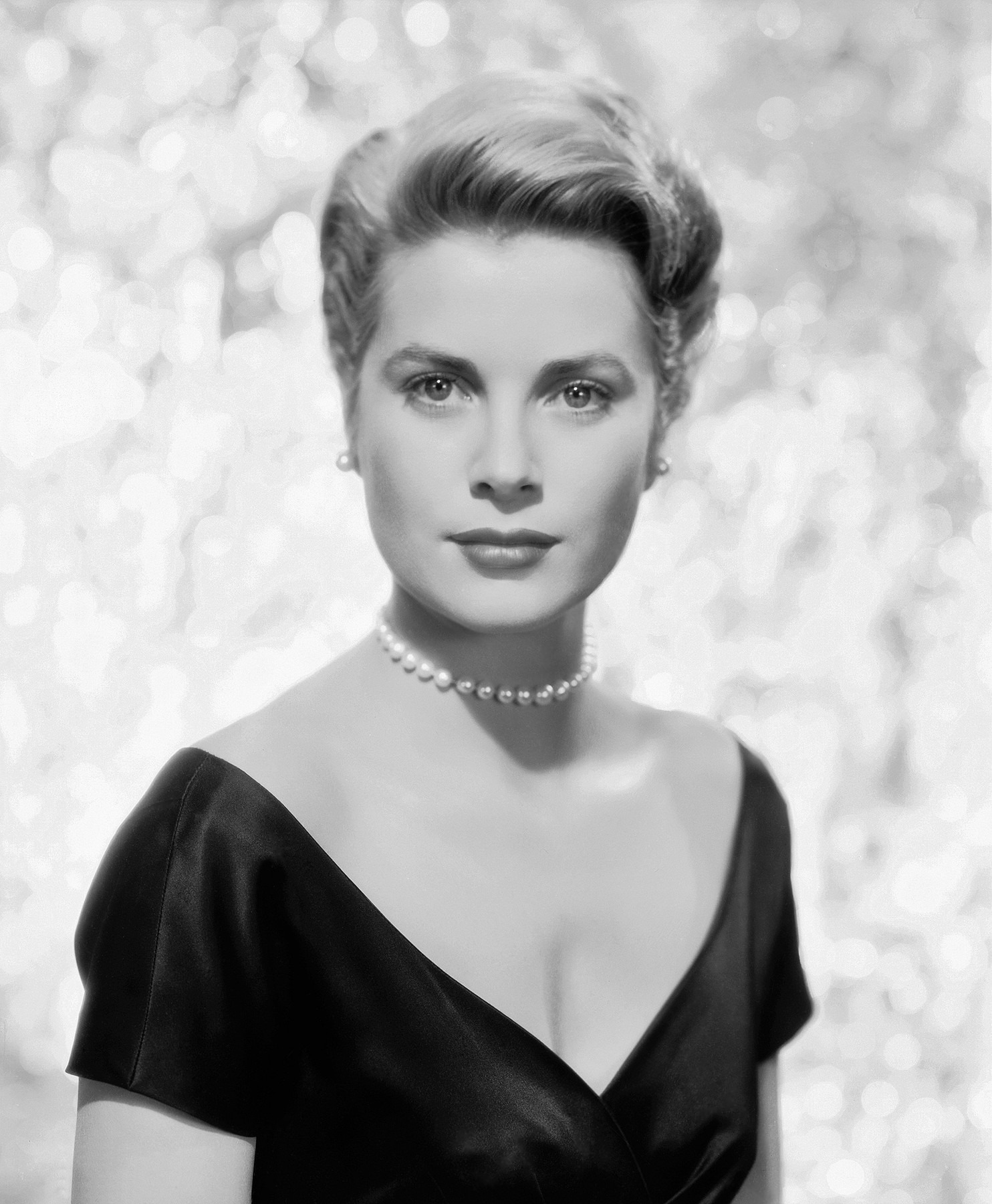 Portrait or film image of Grace Kelly.