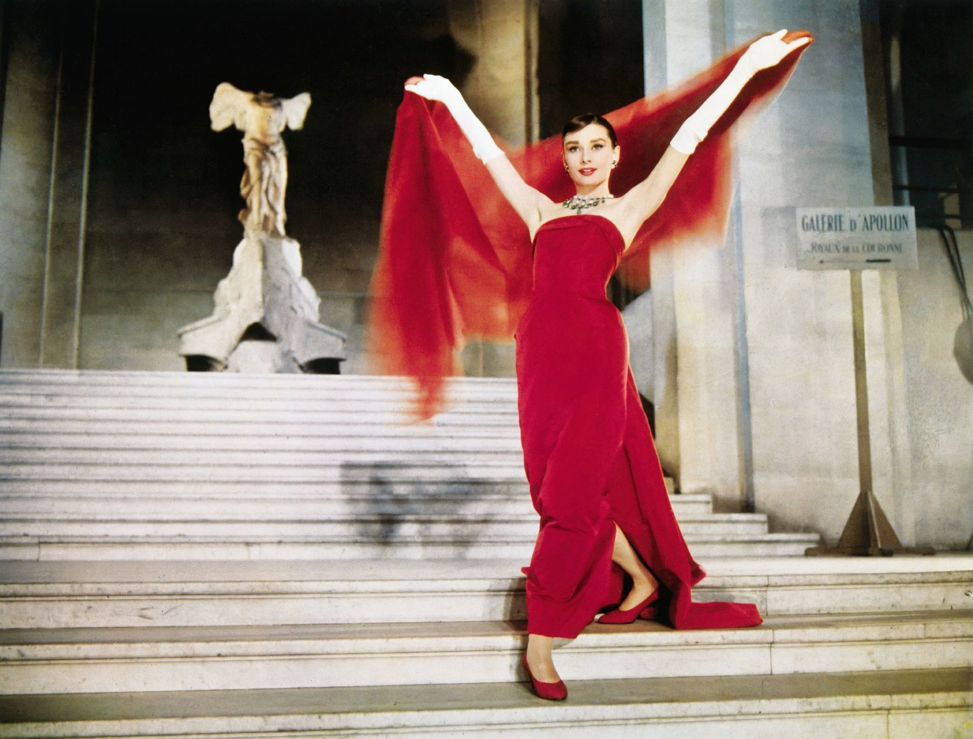 Audrey Hepburn in Funny Face at the Louvre.