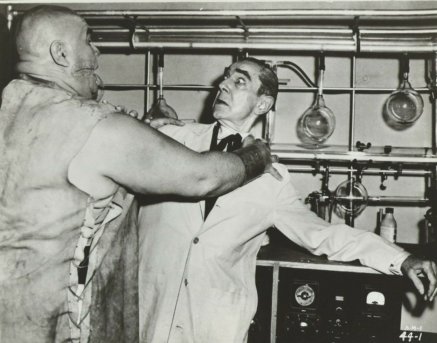 Bela Lugosi and Tor Johnson appear together in a black-and-white publicity photograph for Bride of the Monster.