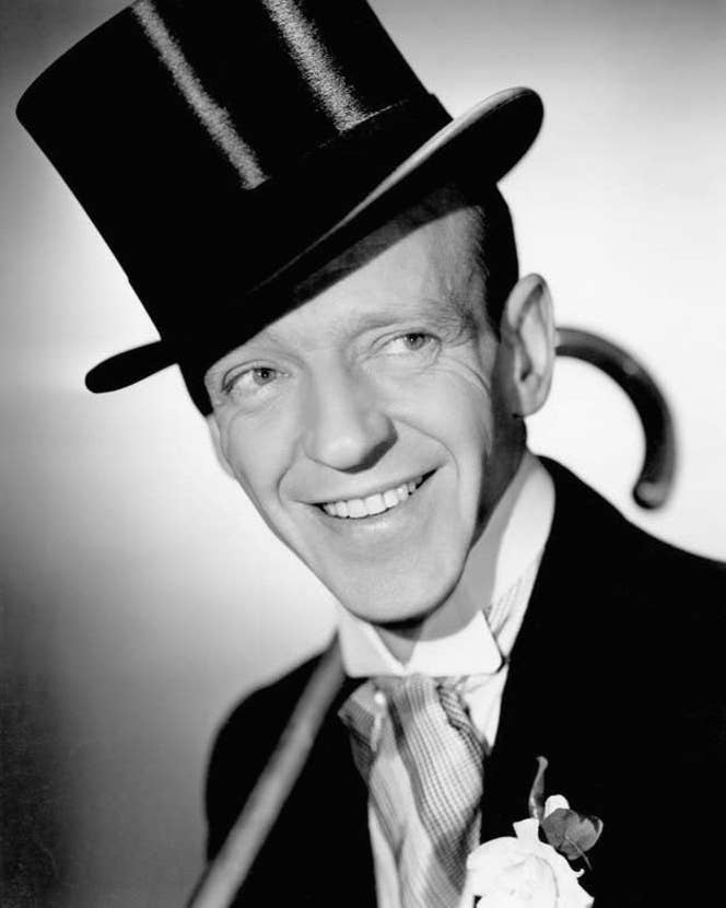Black-and-white studio portrait of Fred Astaire in formal clothes in 1946.