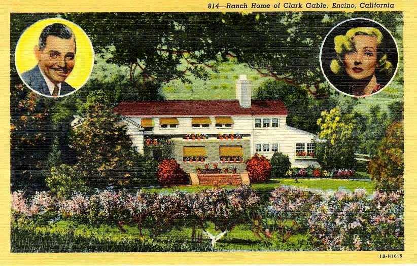 Postcard photograph of the ranch home shared by Clark Gable and Carole Lombard.