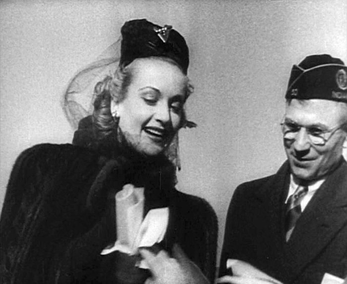 Screenshot of Carole Lombard, January 15, 1942 during a war bonds tour in Indianapolis.