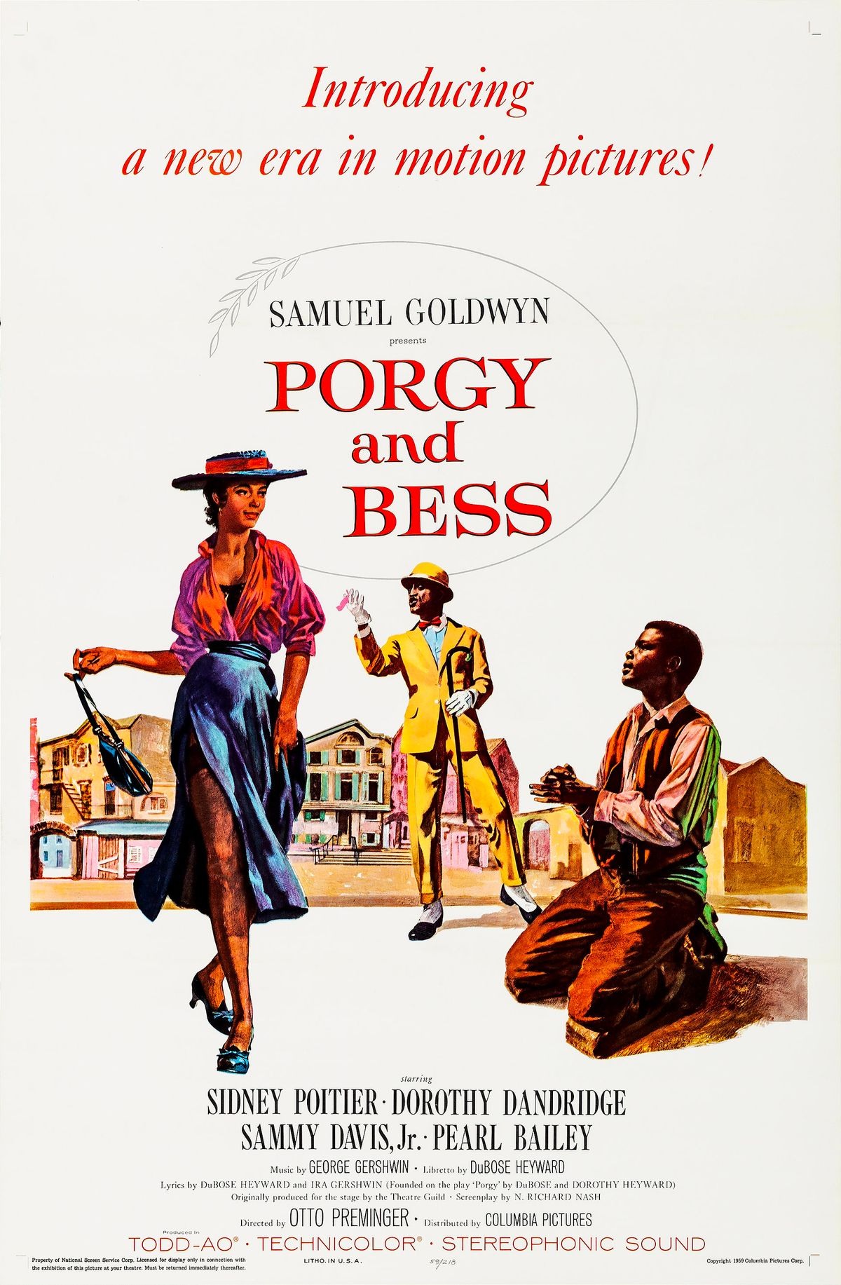 Theatrical release poster for the 1959 musical film Porgy and Bess, based on the 1935 opera of the same name.