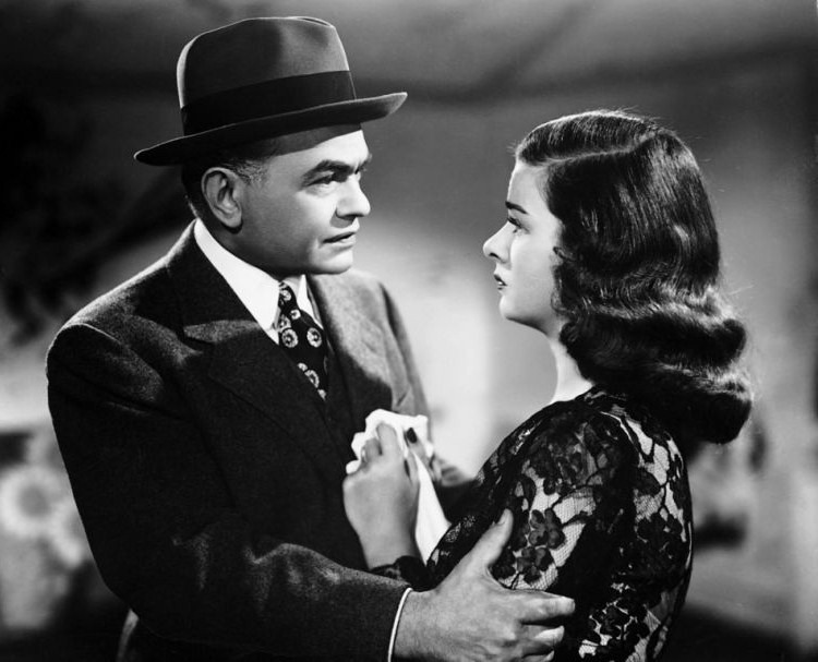 Edward G. Robinson & Joan Bennett in Scarlet Street - cropped screenshot.