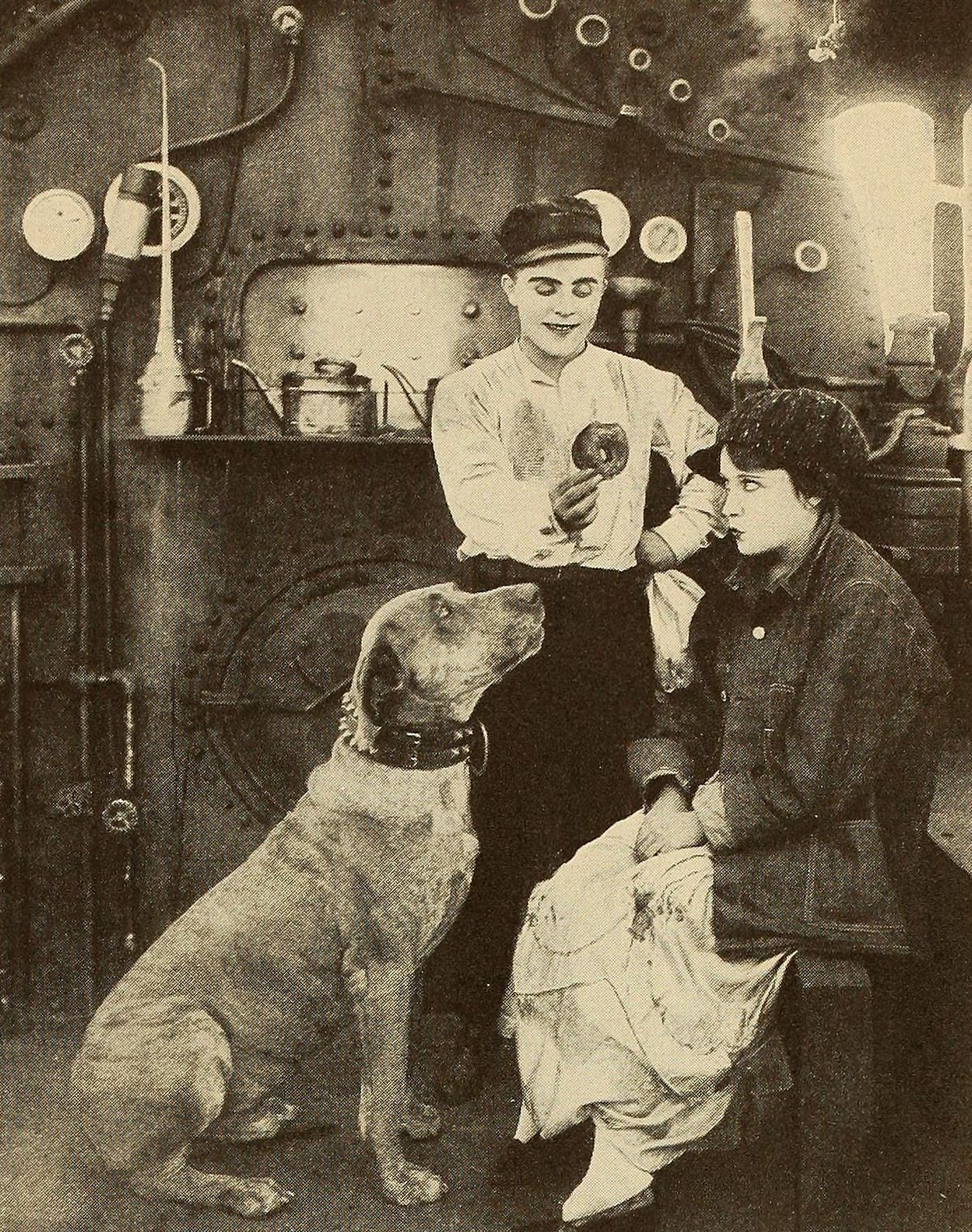 A scene from Teddy at the Throttle (1917) published in The New Movie, July 1930.