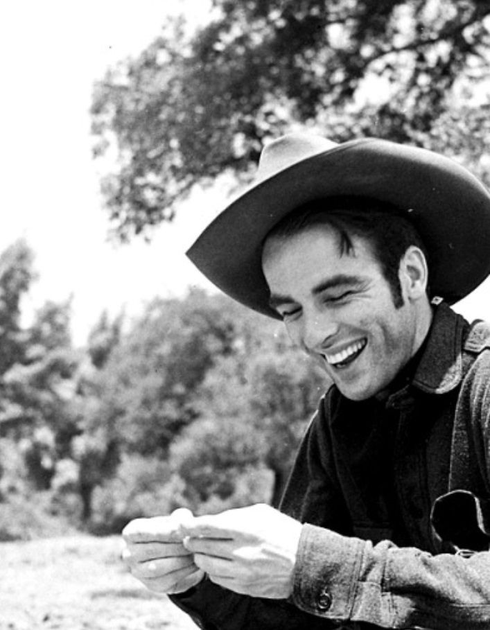 Actor Montgomery Clift on the set of the American western film Red River in 1946 (the movie was filmed in 1946 but not released until 1948).