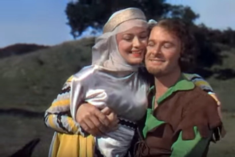 Olivia de Havilland and Errol Flynn from the original trailer for The Adventures of Robin Hood, 1938.